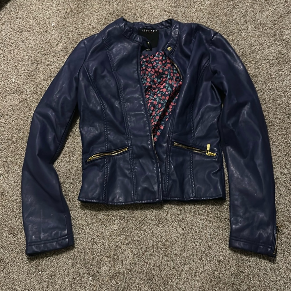 Navy faux leather jacket